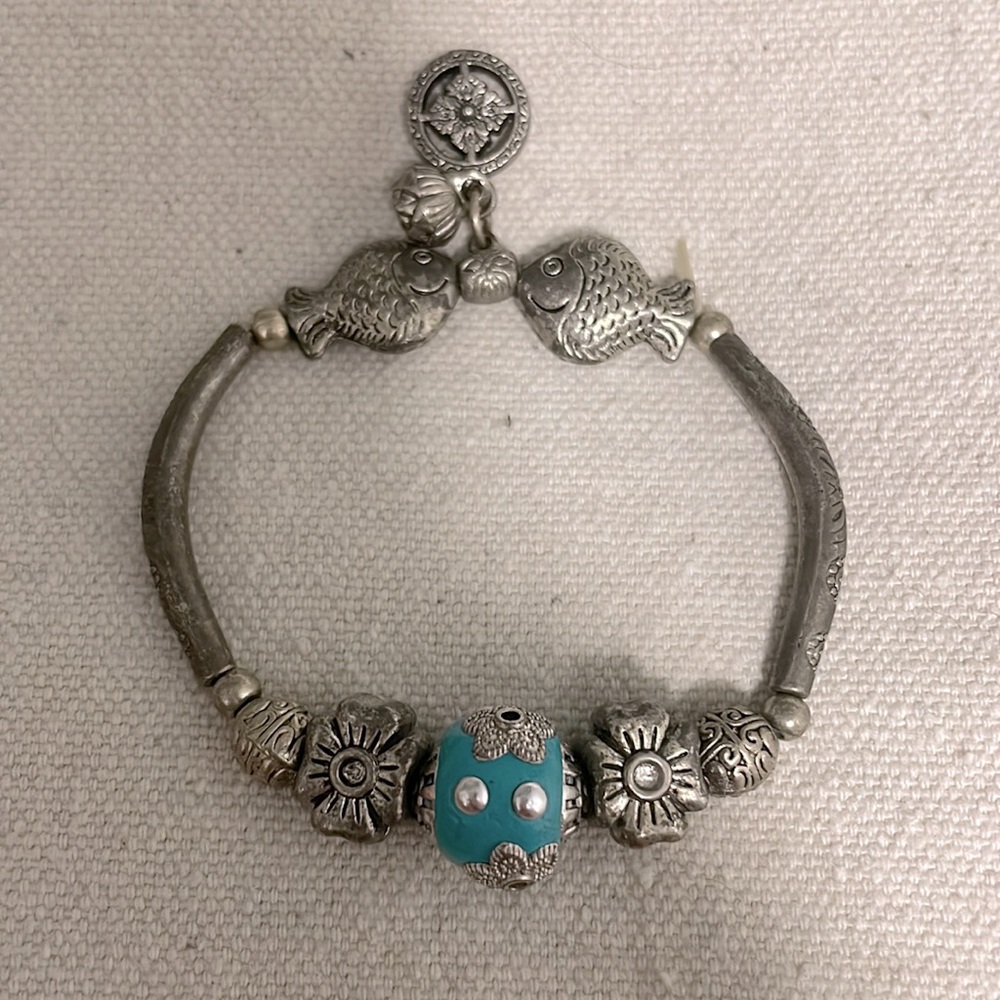 Turquoise Fish and Flower Bracelet